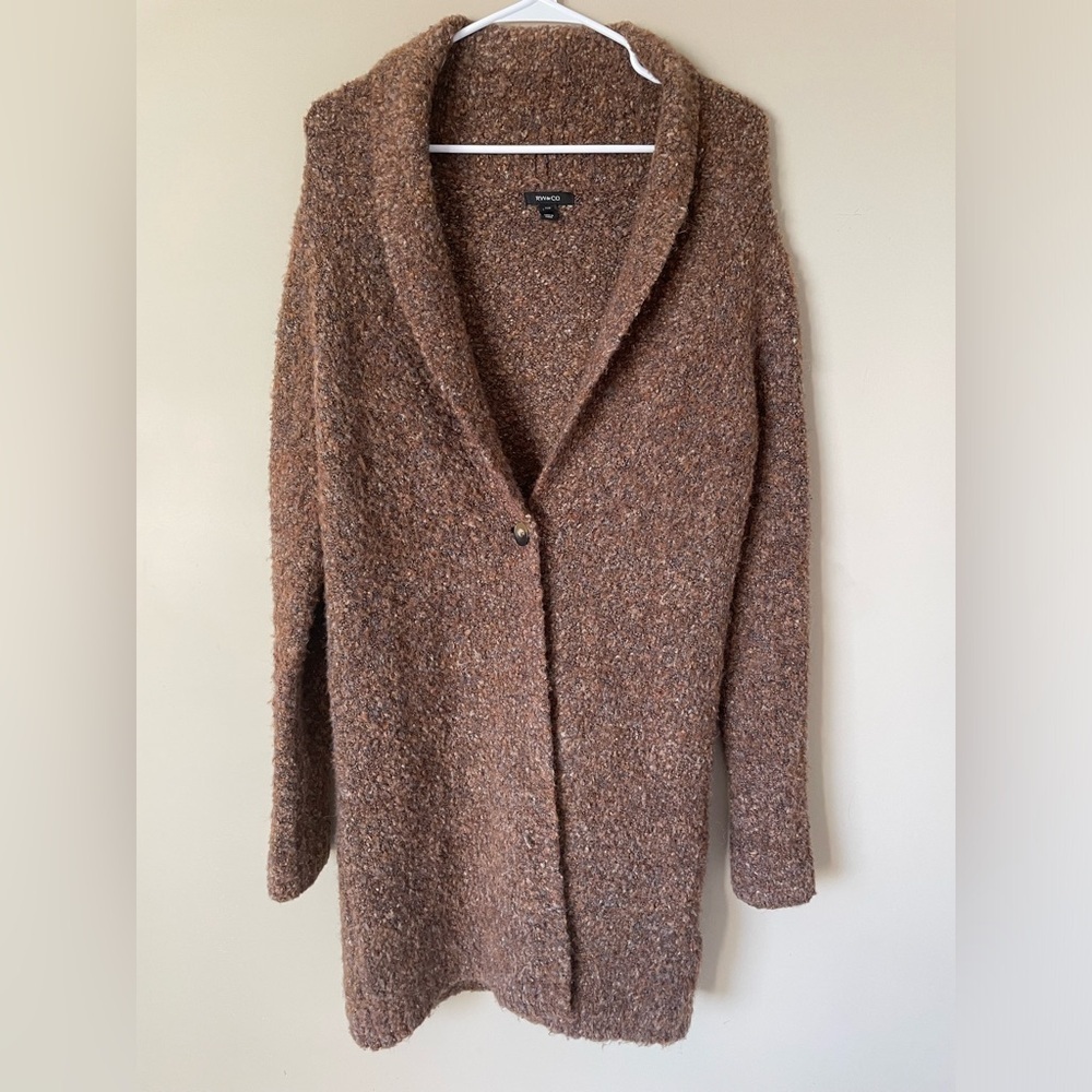 RW&CO. Thick Brown knit long warm Sweater cardigan size medium NWOT